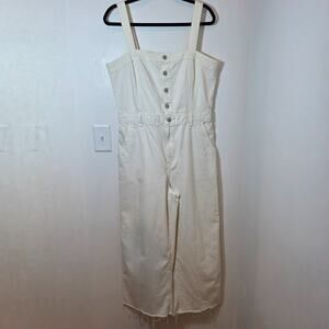 Levi's Women's Drea Jumpsuit Wide Leg Front Buttons Sleeveless Cream Size L